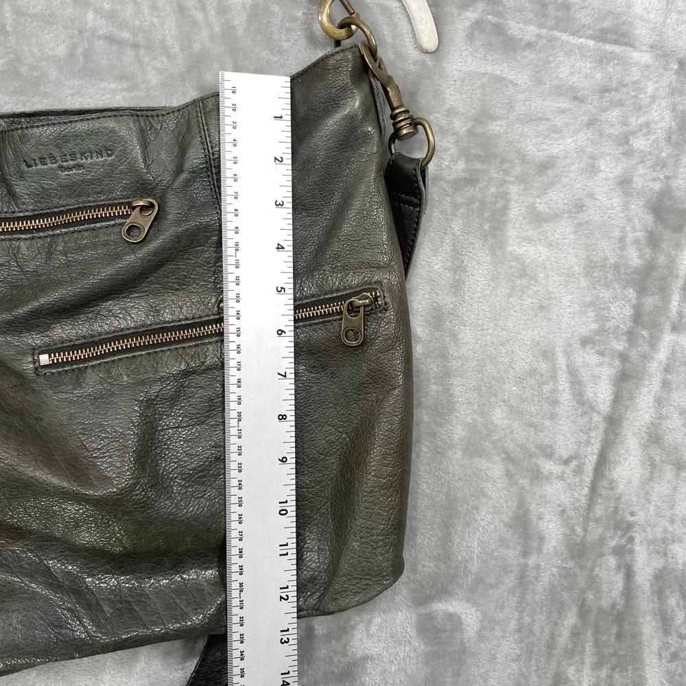Liebeskind Berlin Double Esther Leather Green Satchel Purse Crossbody Bag